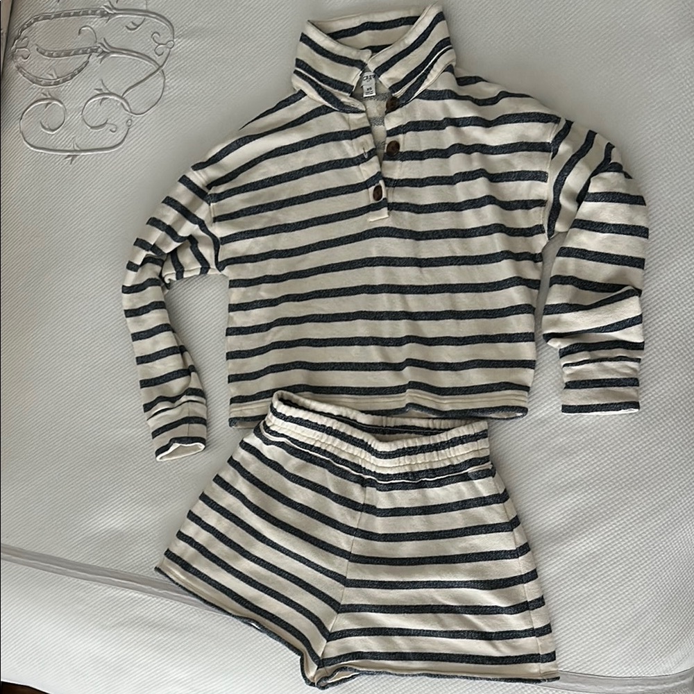 J. Crew Striped collared terry sweatshirt and shorts set